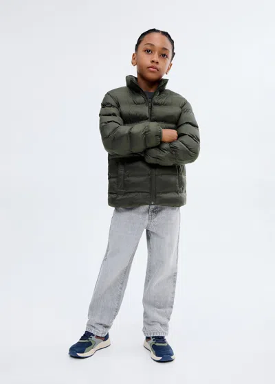 Mango Kids' Quilted Jacket In Green