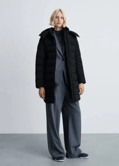 Mango Water-repellent Quilted Coat Black In Noir