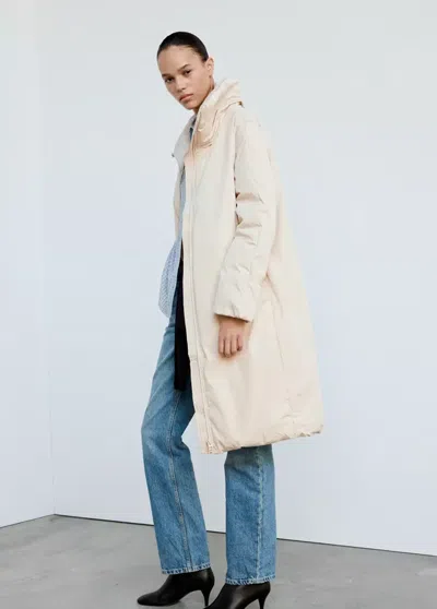 Mango Anorak Matelassé Long In Blanc Cassé