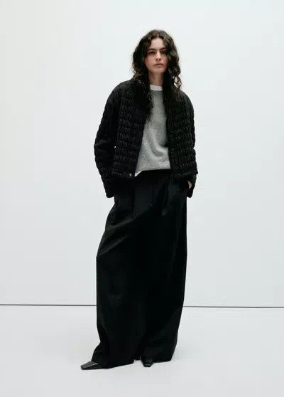Mango Anorak Matelassé Motif Nid D'abeille In Noir