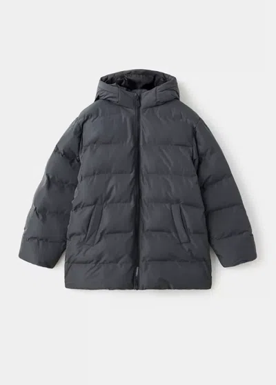 Mango Kids' Anorak Matelassé Moutonné In Gris Anthracite