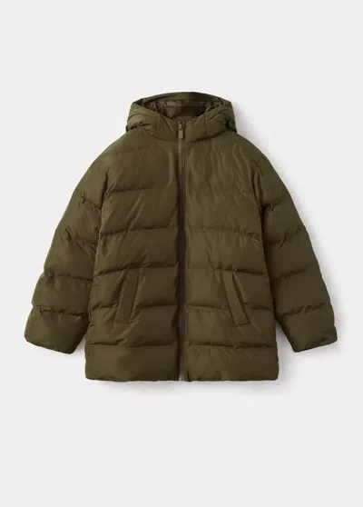 Mango Kids' Anorak Matelassé Moutonné In Kaki