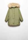 Mango Faux Shearling Interior Jacket Khaki In Khaki