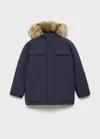 Mango Anorak With Shearling-effect Hood Navy In Blue