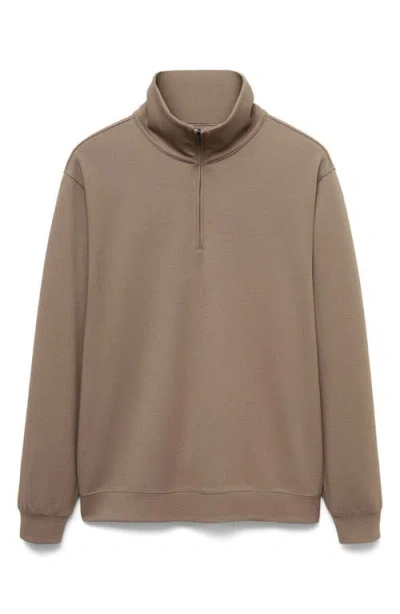 Mango Antiodor Half Zip Performance Sweatshirt In Mink Grey