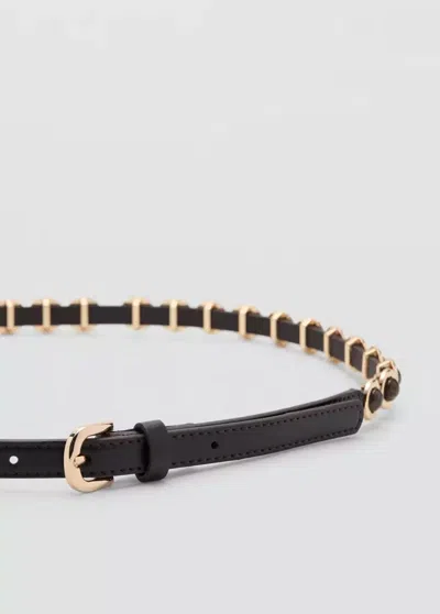 Mango Appliqué Skinny Belt In Brown