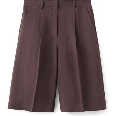 Mango Argelia Pleated Bermuda Shorts In Purple
