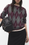 Mango Argyle Crewneck Sweater In Multi