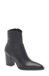 Mango Leather Pointed Ankle Boots Black In Black