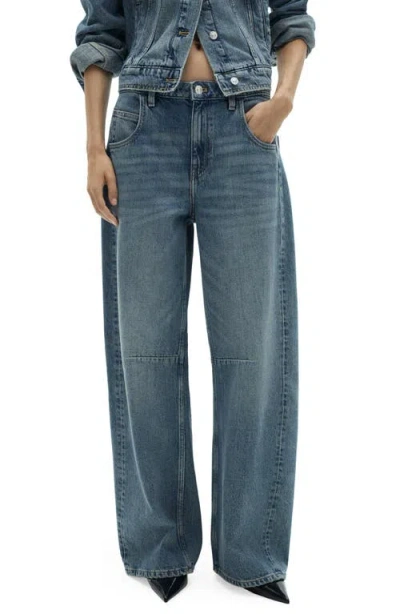 Mango Astrid Wide Leg Jeans In Medium Blue