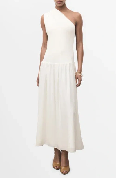 Mango Asymmetric Combined Knit Dress In Neutral