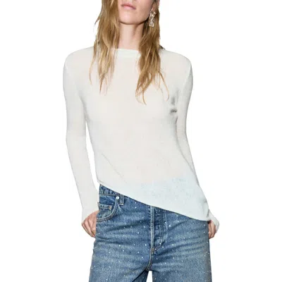 Mango Asymmetric Alpaca & Wool Blend Sweater In White