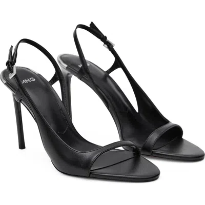 Mango Asymmetric Ankle Strap Sandal In Black