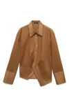 Mango Asymmetric Button-up Shirt In Brown