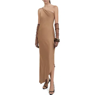 Mango Long Asymmetrical Cape Dress Beige
