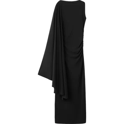 Mango Asymmetric Cape Dress In Black