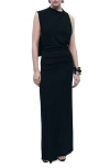 Mango Asymmetric Column Dress In Black