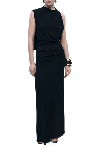 Mango Asymmetric Column Dress In Black