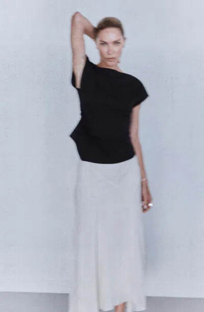 Mango Asymmetric Cotton T-shirt In Black