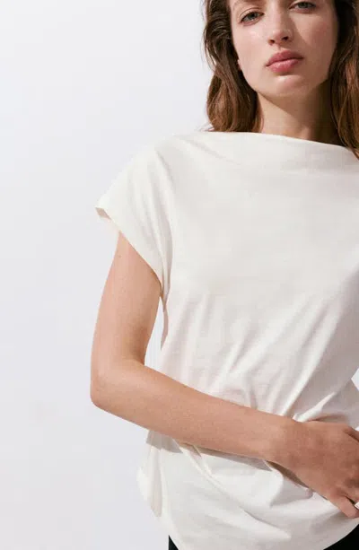 Mango Asymmetric Cotton T-shirt In White