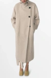 Mango Double-breasted Wool Coat Ecru In Ecru