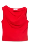 Mango Asymmetric Drape Crop Top In Red