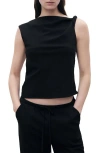 Mango Asymmetric Drape Top In Black