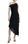 Mango Asymmetric Draped Gown Black In Black