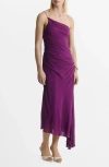 Mango Asymmetrical Dress With Gathered Sides Purple In Purple
