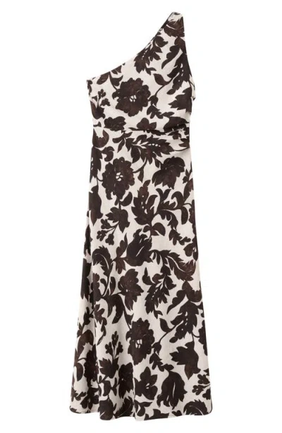 Mango Asymmetric Floral Print Maxi Dress In Brown