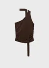 Mango Asymmetric Foulard Top Brown In Black