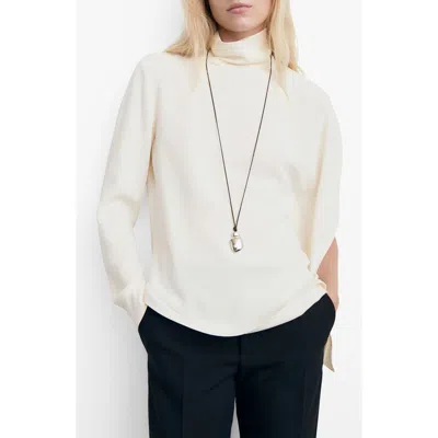 Mango Asymmetric High Neck Top In White