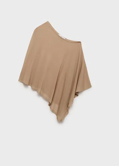 Mango Asymmetric Knit Cape Medium Brown