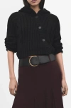 Mango Asymmetric Knit Hoodie In Black