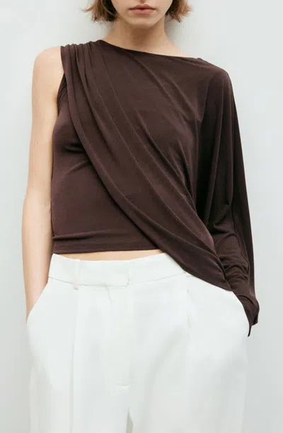 Mango Asymmetric Knit Shirt In Brown