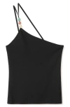Mango Asymmetric Knit Top In Black
