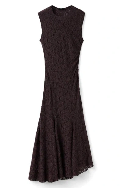 Mango Asymmetric Lace Maxi Dress In Black