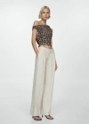Mango Asymmetric Leopard Print Top Medium Brown In Medium Brown