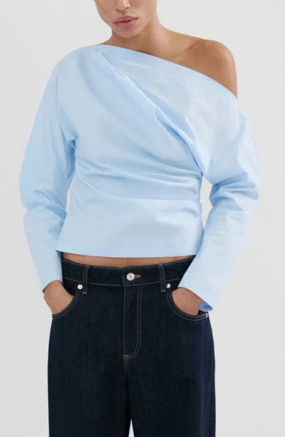 Mango Asymmetric Long Sleeve Woven Shirt In Blue