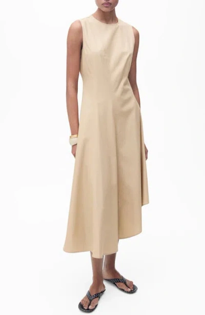 Mango Asymmetric Midi Dress In Ecru
