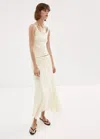Mango Asymmetric Midi Skirt In White