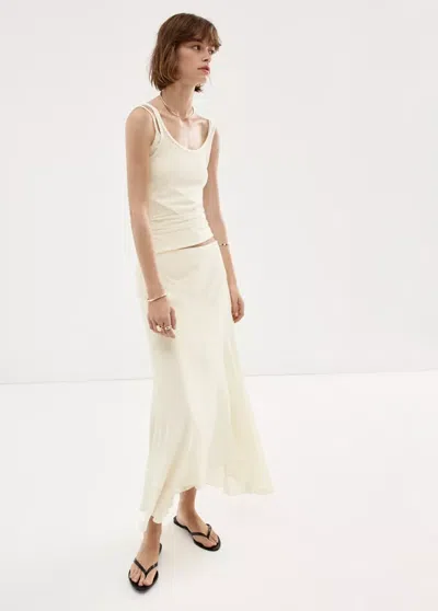 Mango Asymmetric Midi Skirt In White