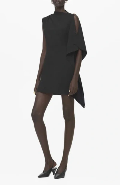 Mango Asymmetric Minidress In Black