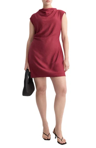 Mango Asymmetric Minidress In Burgundy