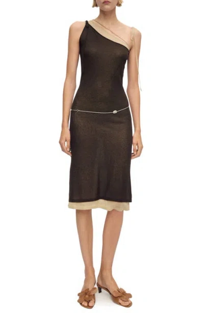 Mango Asymmetric Neck Knit Dress In Green