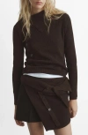 Mango Women's Asymmetrical Neck And Buttons Sweater In Brown