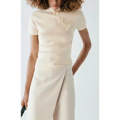 Mango Asymmetric Neck Sweater In Neutral