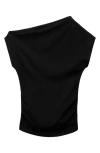 Mango Asymmetric Neck Top In Black