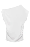Mango Drape One-shoulder Top In White