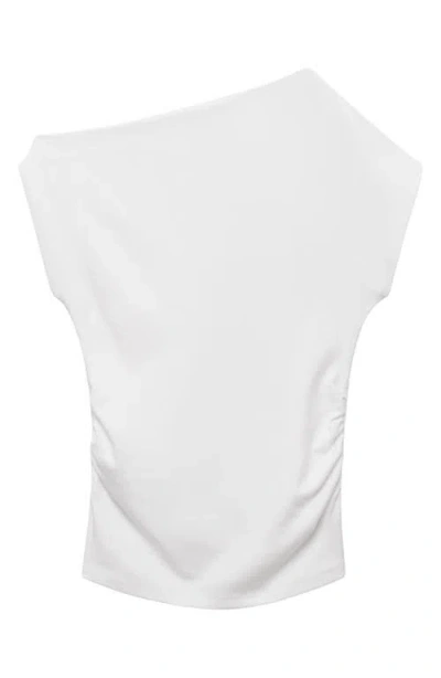 Mango Asymmetric Neck Top In White